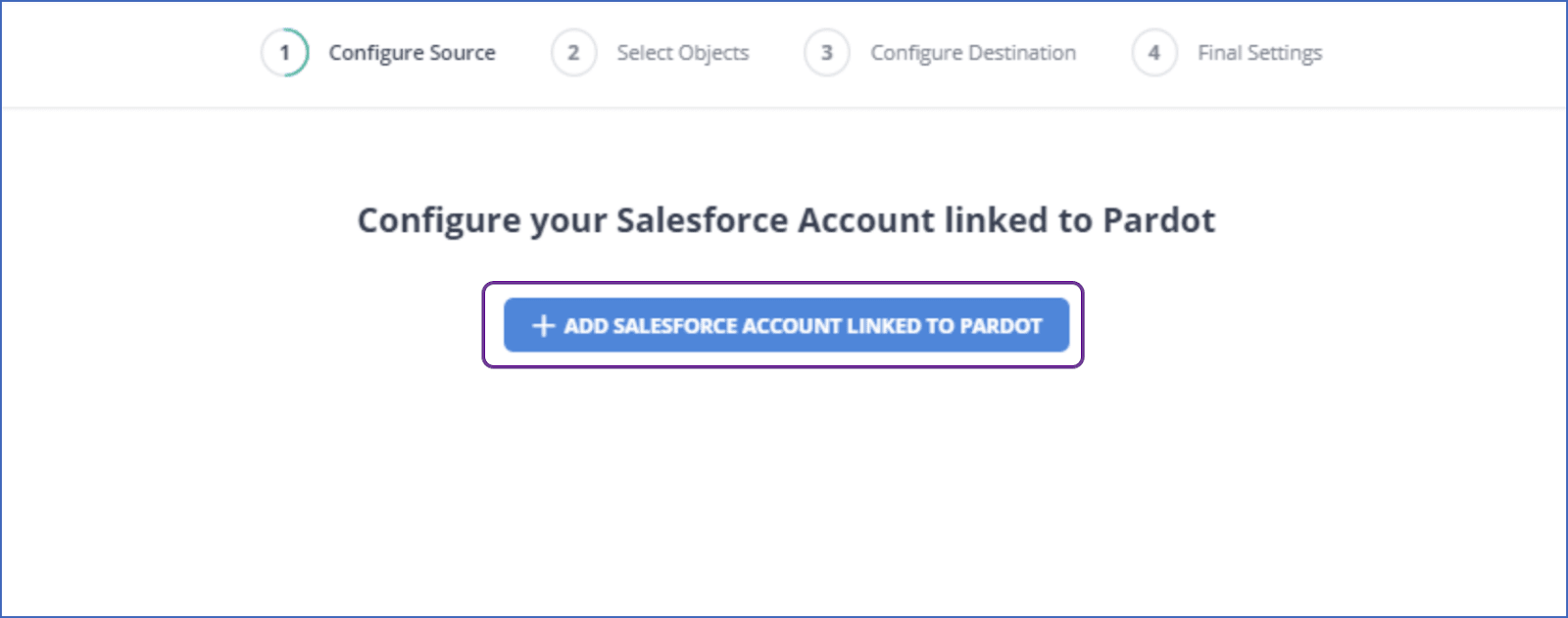 pardot to bigquery: configure salesforce account linked to pardot